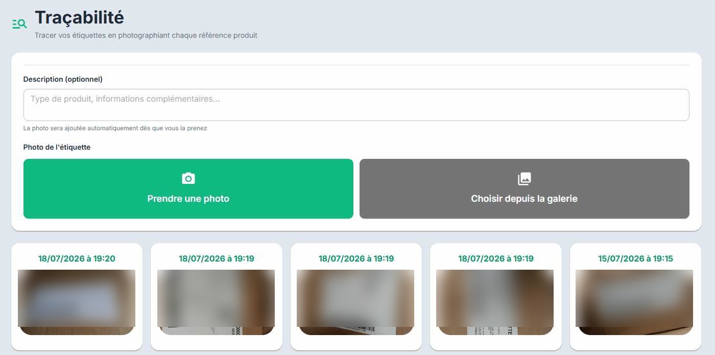 Traçabilité des étiquettes PilotStore